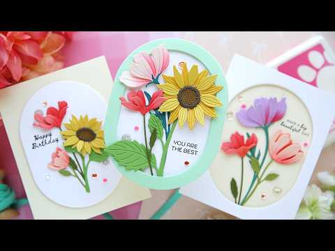 Simon Says Stamp Butterbloom Flowers Wafer Dies s1146 Every Happiness 3 Clean & Simple Floral Cards Laura Bassen