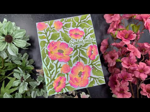 Honey Bee Bold Backgrounds Vintage Roses Dies hbds-bbvtr Sending Smiles Card Video