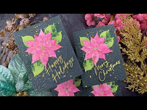 Tim Holtz Distress Winterberry Mica Stain Ranger Christmas Poinsettia Card Video