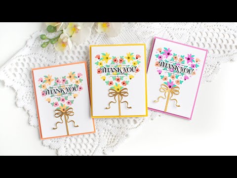 Simon Says Stamps and Dies Timeless Blossoms set971tb You Are My Favorite Layered Flower Wand Thank You Card Trio Heather Hoffman