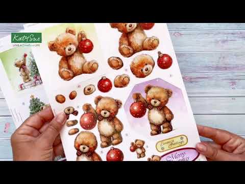Katy Sue Designs Teddy Bear Christmas Die Cut Decoupage 11-dcdtbc12 video