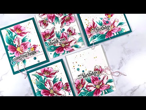 Tim Holtz Flip Top Distress Paint Picked Raspberry Ranger TDF53163 Birthday Bouquet Card Video