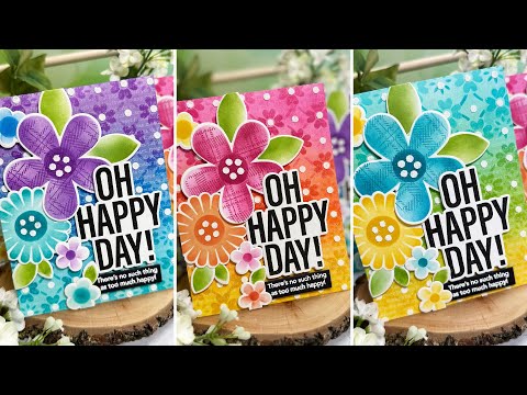 Simon Says Stamps Dies and Stencil Flower Power set777fp Celebrate Nichol Spohr Tutorial Happy Day Cards