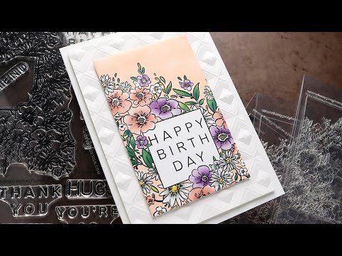 Honey Bee Squared Spring Florals Clear Stamps hbst-543 Floral Happy Birthday Card Video