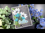 Simon Says Stamp Sunrise Stem Wafer Dies s852 Out Of This World Hello Card with Black Soot Distress Ink Blending Amy Rysavy