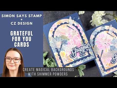 Simon Says Stamp Flourish Dragonfly Duo Wafer Dies s1093 In My Heart Shimmer Gerbera Daisy Background Cards | Simon Says Stamp + CZ Design Amy Rysavy
