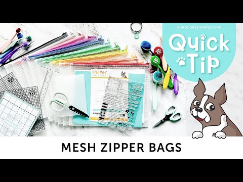 Simon Says Stamp Mesh Zipper Bags Rainbow Set With Ring Clip