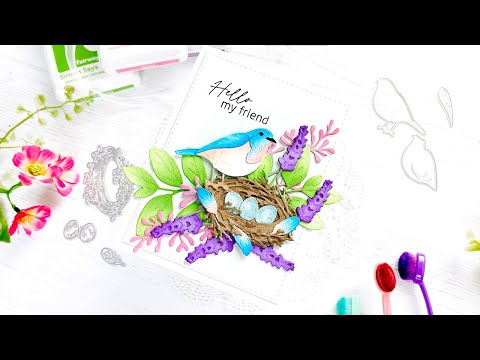 Honey Bee Lovely Layers Spring Greenery Dies hbds-llspg Hello Friend Spring Bird Card Video