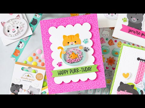 Doodlebug Curious Kitty Shaker Pop 3D Sticker 7606