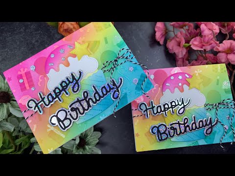 Tim Holtz Distress 8.5 x 11 Black Heavystock Ranger tda79293 Rainbow Birthday Card Video