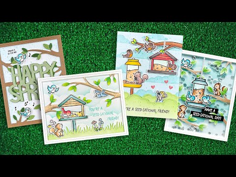 Lawn Fawn Backyard Bird Feeder Add-On Stamps Dies and Coloring Stencils Set