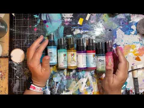 Dina Wakley Ranger Ruby Media Gloss Spray mdo73758 Demo Video