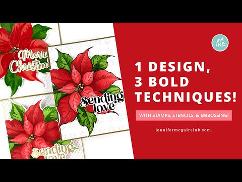 Tim Holtz Distress Embossing Glaze Crushed Olive Ranger tde79163 1 Design, 3 Bold Techniques Cards Video
