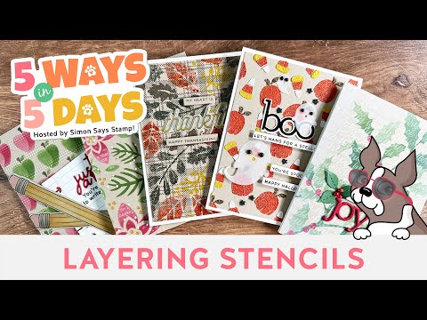 Simon Says Stamp Set of 5 Stencils FALLING LEAVES LAYERING ssst121490