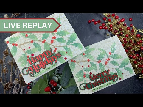 Tim Holtz Distress Decayed Mica Stain Ranger Stenciled Holly Cards Video