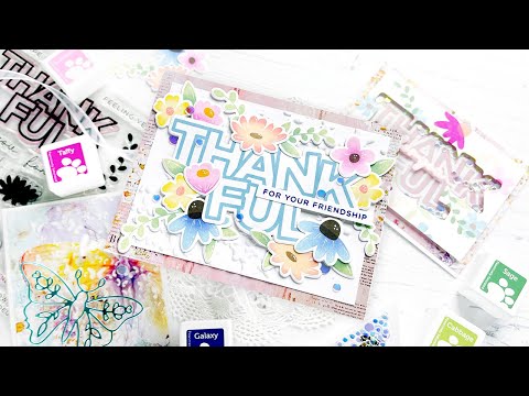 CZ Design Stamps and Dies Chunky Thankful Greetings set832ct