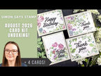 Simon Says Stamp Darling Script Greetings Wafer Dies 1739sd SSS August 2026 Card Kit Unboxing + 4 Cards! Amy Rysavy