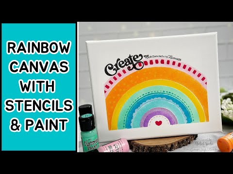 Simon Says Stamp Set of 4 Stencils Happy Rainbow 1034st