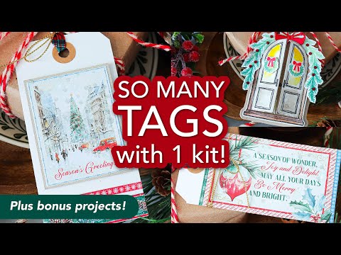 Simon Says Stamp Embossing Folder and Die All Wrapped Up set1119wu Lots of Tags! + Bonus Projects with Simon Says Stamp's Gift Giving Kit Nina-Marie Trapani