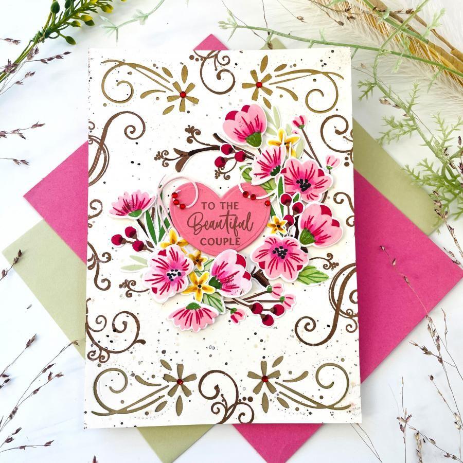 Papertrey Ink Cornered Floral Swirl Dies pti-0744 blooms