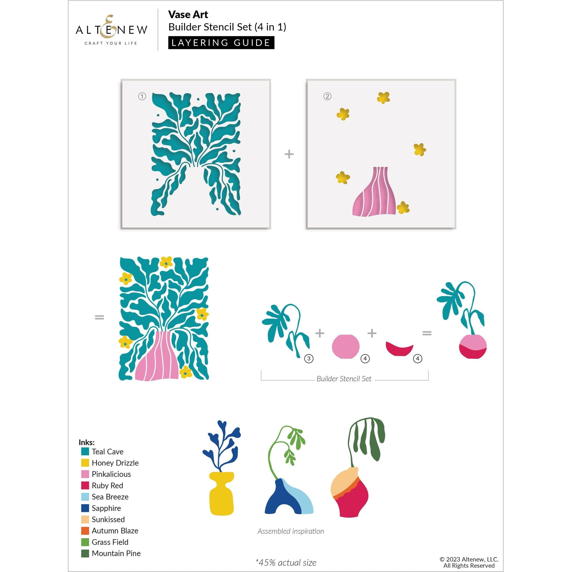 Altenew Vase Art Stencil Set ALT8030 layering guide