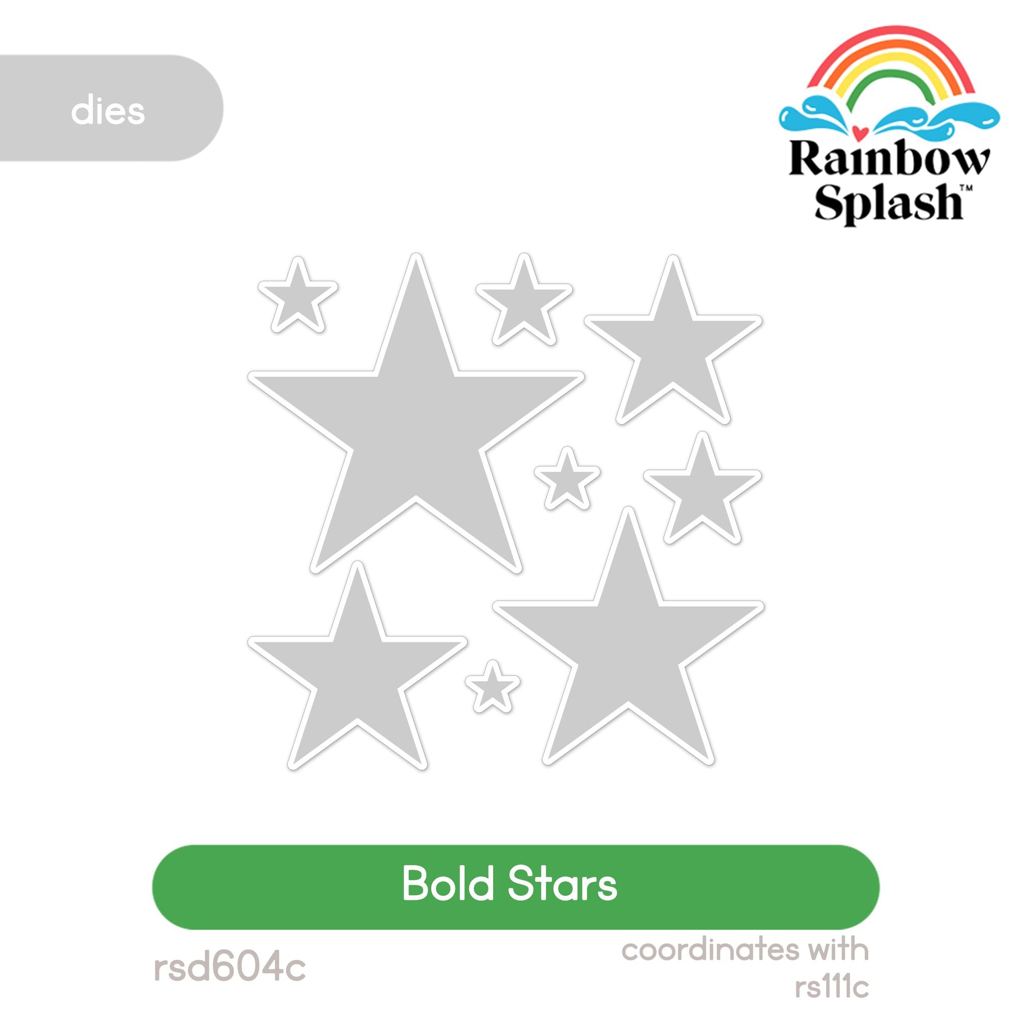 Rainbow Splash Bold Stars Wafer Dies rsd604c