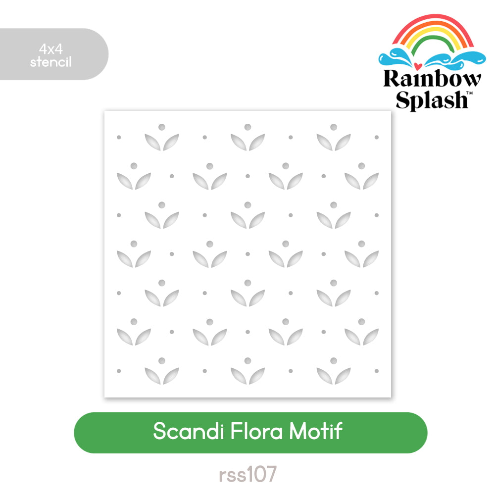Rainbow Splash Stencil Scandi Floral Motif rss107