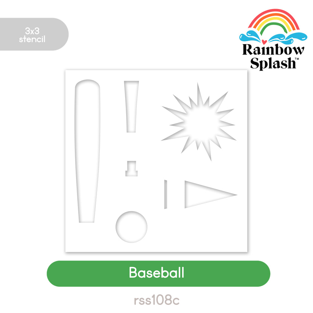 Rainbow Splash Stencil Baseball rss108c