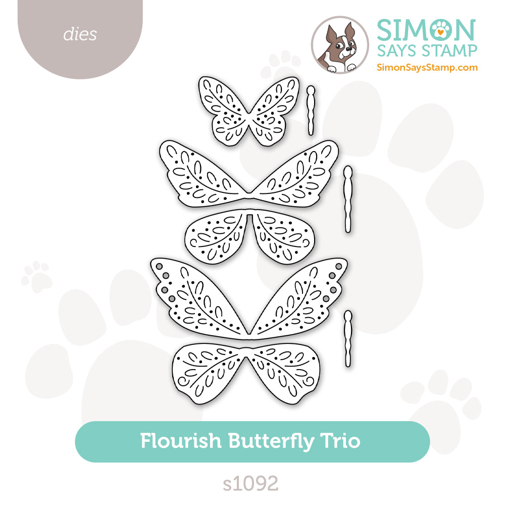 Simon Says Stamp Flourish Butterfly Trio Wafer Dies s1092 In My Heart