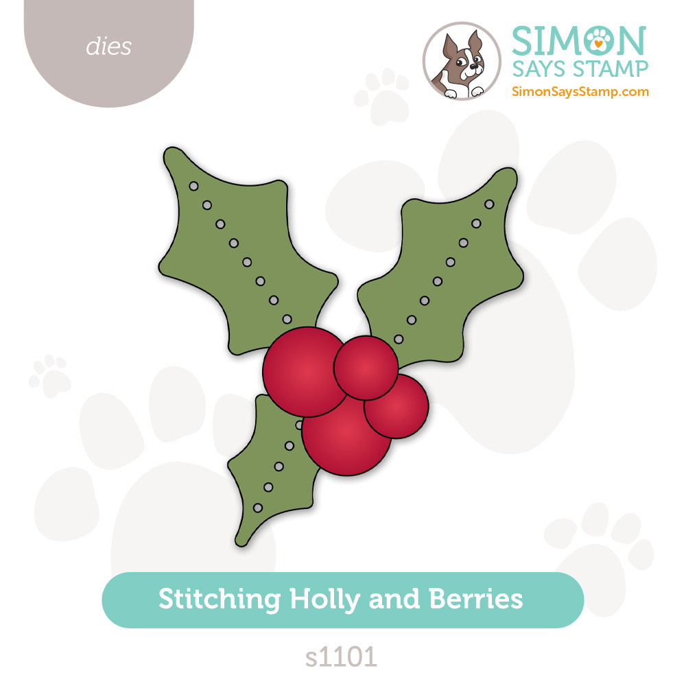 Simon Says Stamp Stitching Holly And Berries Wafer Dies s1101 DieCember