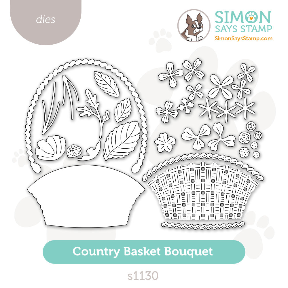 Simon Says Stamp Country Basket Bouquet Wafer Dies s1130 Beautiful Moments