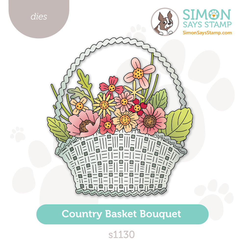 Simon Says Stamp Country Basket Bouquet Wafer Dies s1130 Beautiful Moments