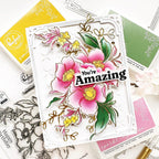 Pinkfresh Studio Nothing But The Best Stencil Set 190323 You're Amazing Floral Card