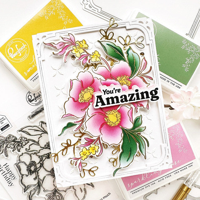 Pinkfresh Studio Nothing But The Best Clear Stamps 190123 You're Amazing Floral Card