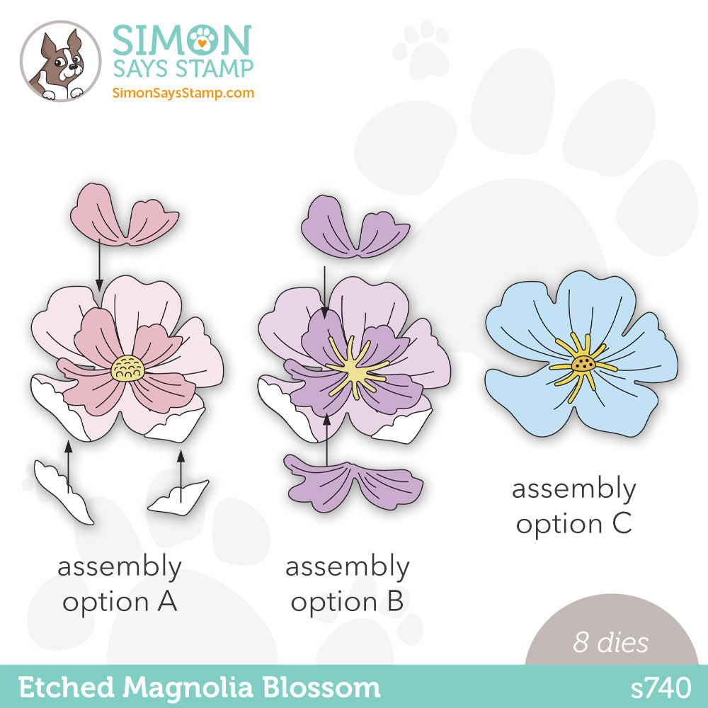 Simon Says Stamp ETCHED MAGNOLIA BLOSSOM Wafer Dies s740