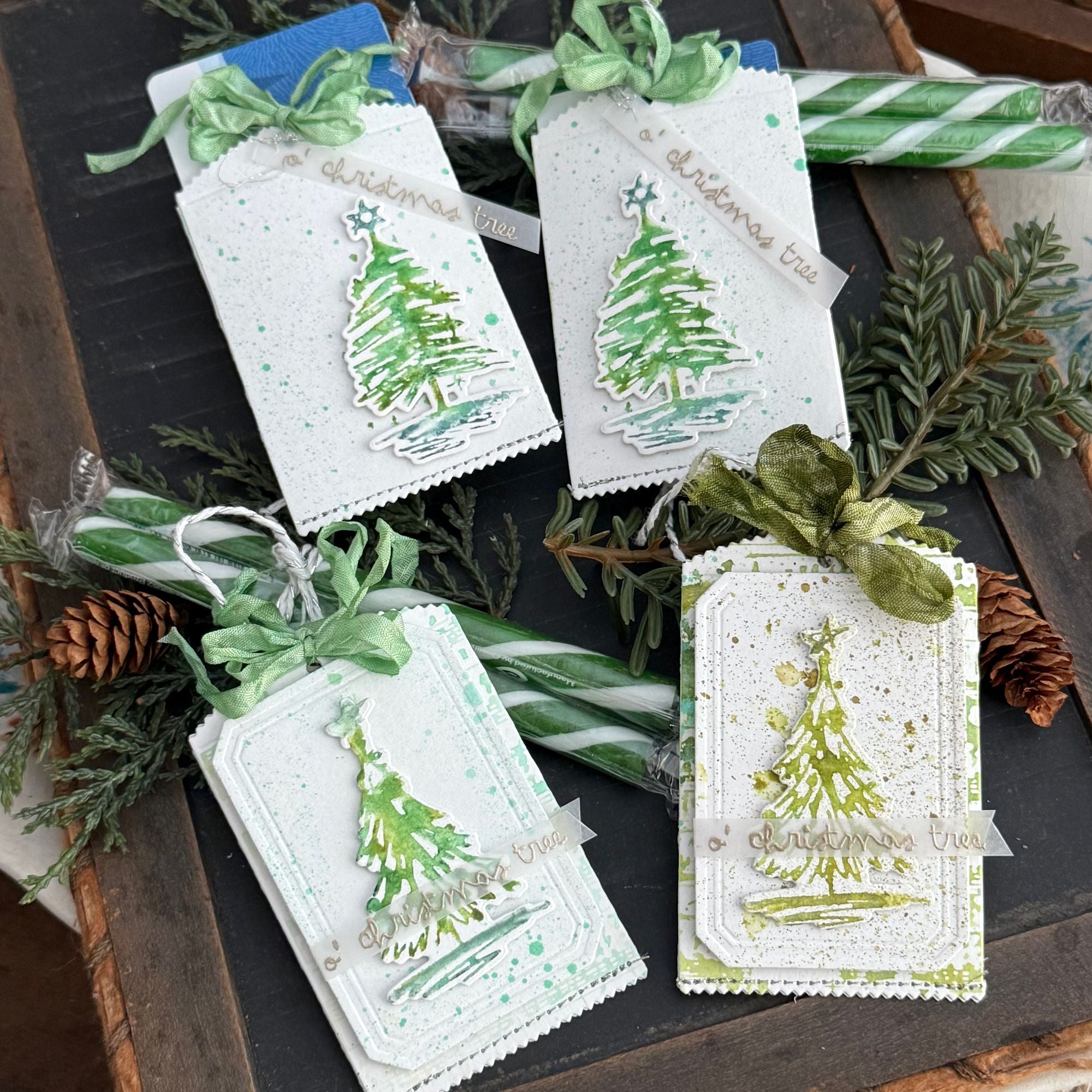 Tim Holtz Scribbly Christmas Stamps with Simon Says Stamp Dies Bundle setsc25 Christmas Tags