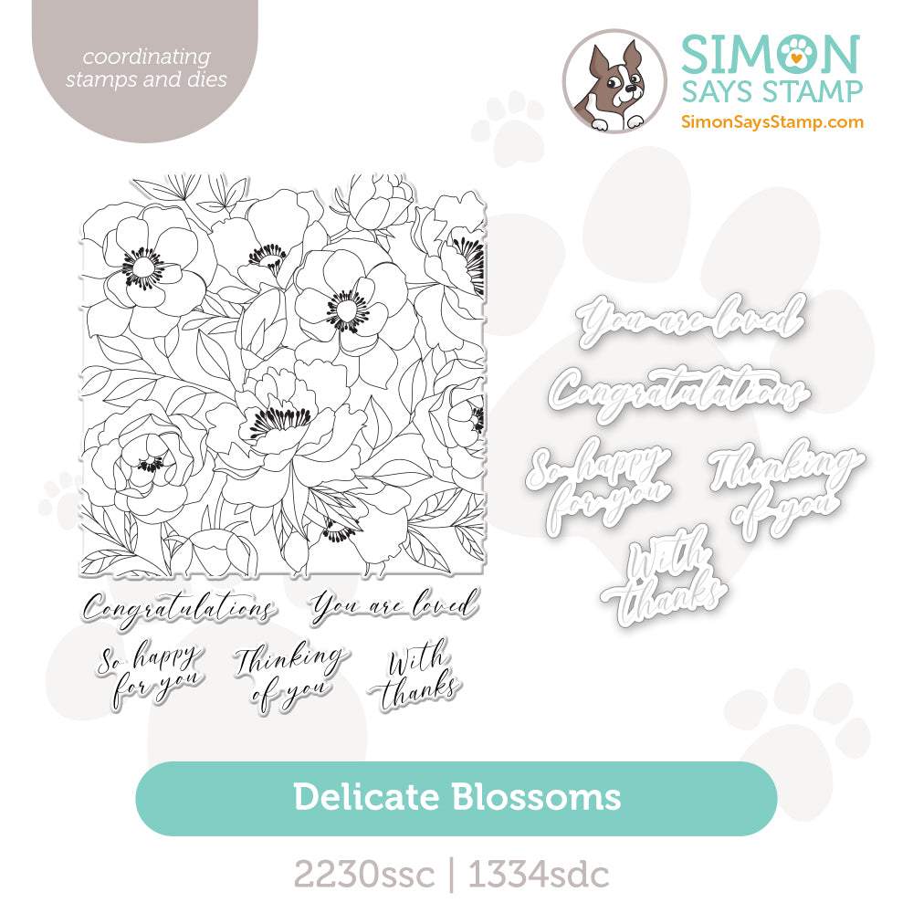 Simon Says Stamps and Dies Delicate Blossoms set1029db Happy Camper