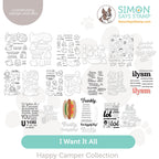 Simon Says Stamp Happy Camper Collection I Want It All Stamps and Coordinating Dies set1035sd