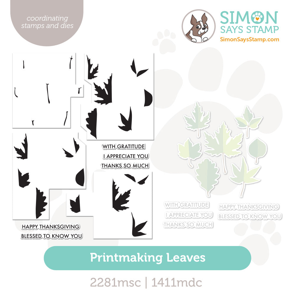 Simon Says Stamps and Dies Printmaking Leaves set1082pl Sugar and Spice