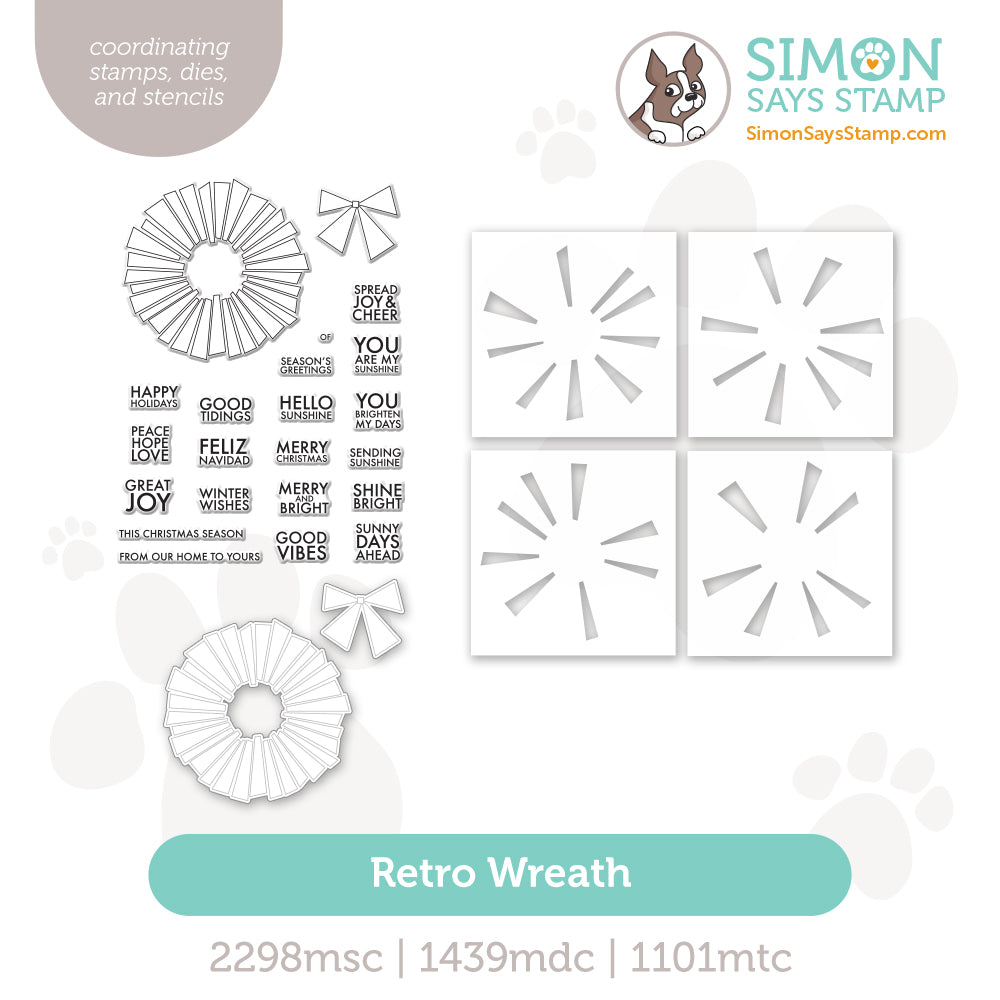 Simon Says Stamps Dies and Stencils Retro Wreath set1098rw And Everything Nice