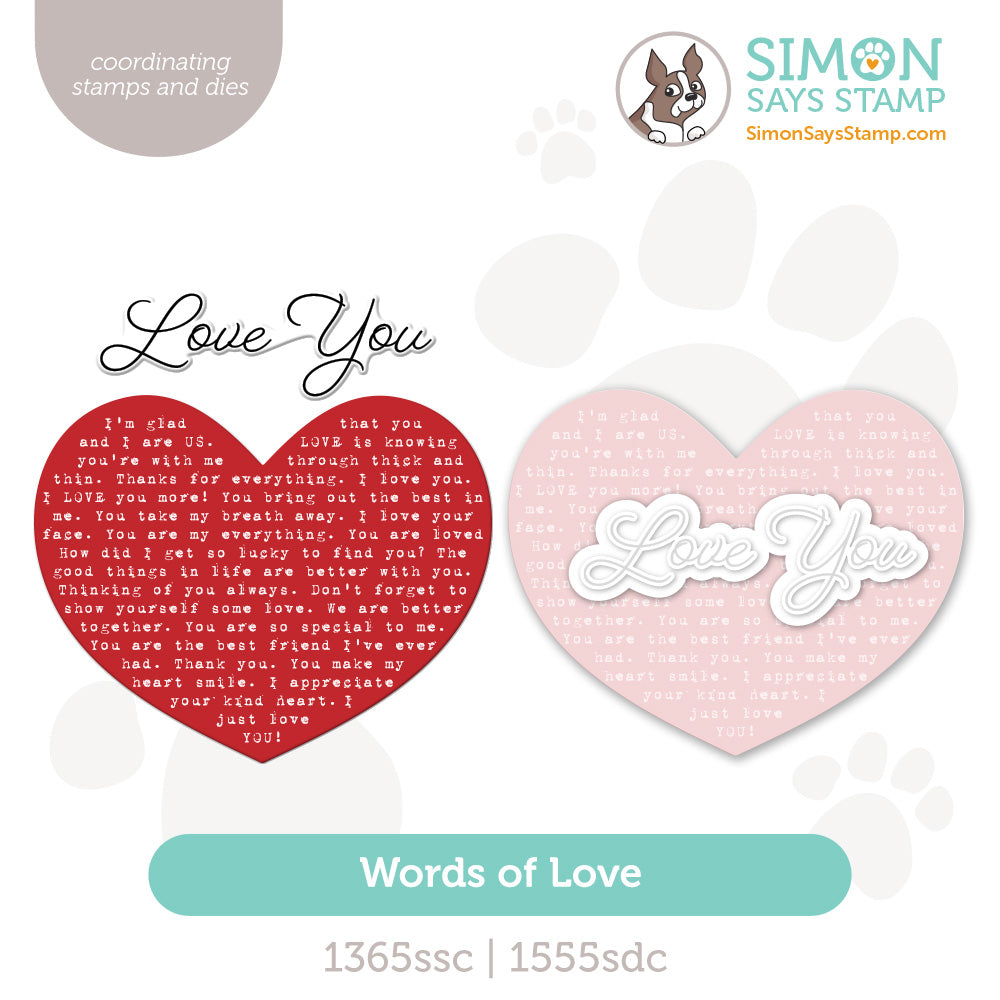 Simon Says Stamps And Dies Words of Love set1134wl Heart to Heart