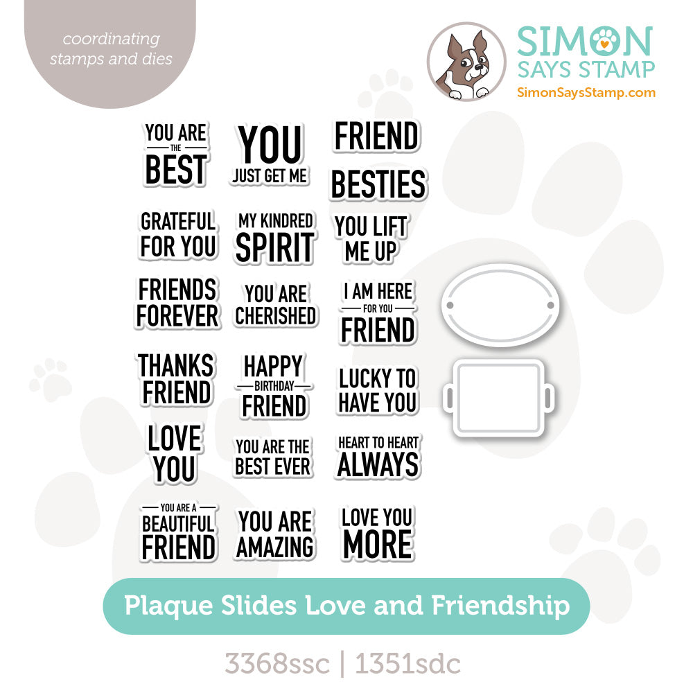 Simon Says Stamps And Dies Plaque Slides Love and Friendship set1148ps Heart to Heart