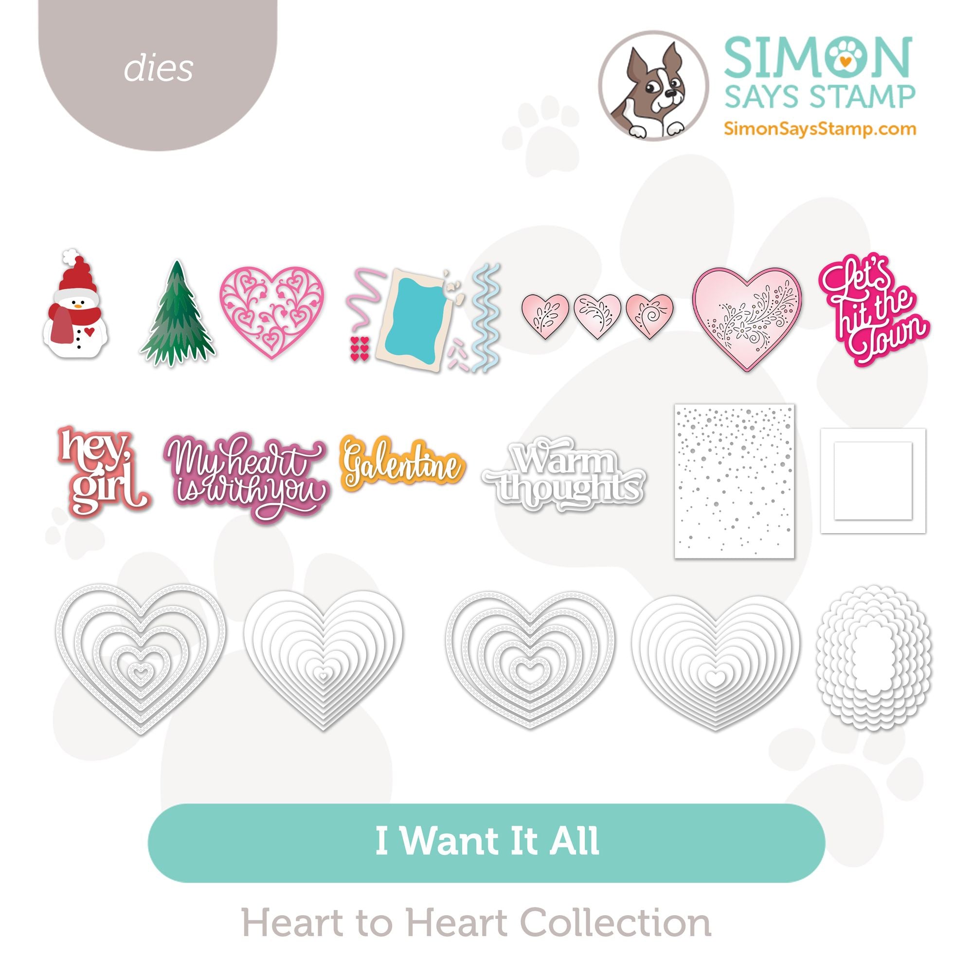 Simon Says Stamp Heart to Heart Collection I Want It All Stand-Alone Dies set1161sa