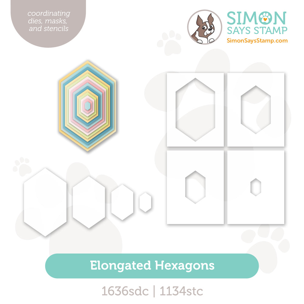 Simon Says Stamp Stencils and Dies Elongated Hexagons set1227eh Always There