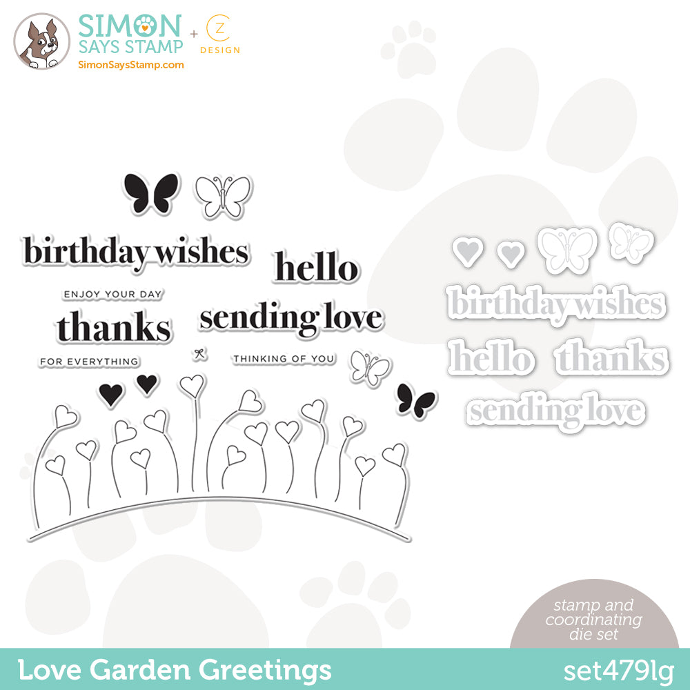 CZ Design Stamps and Dies Love Garden Greetings