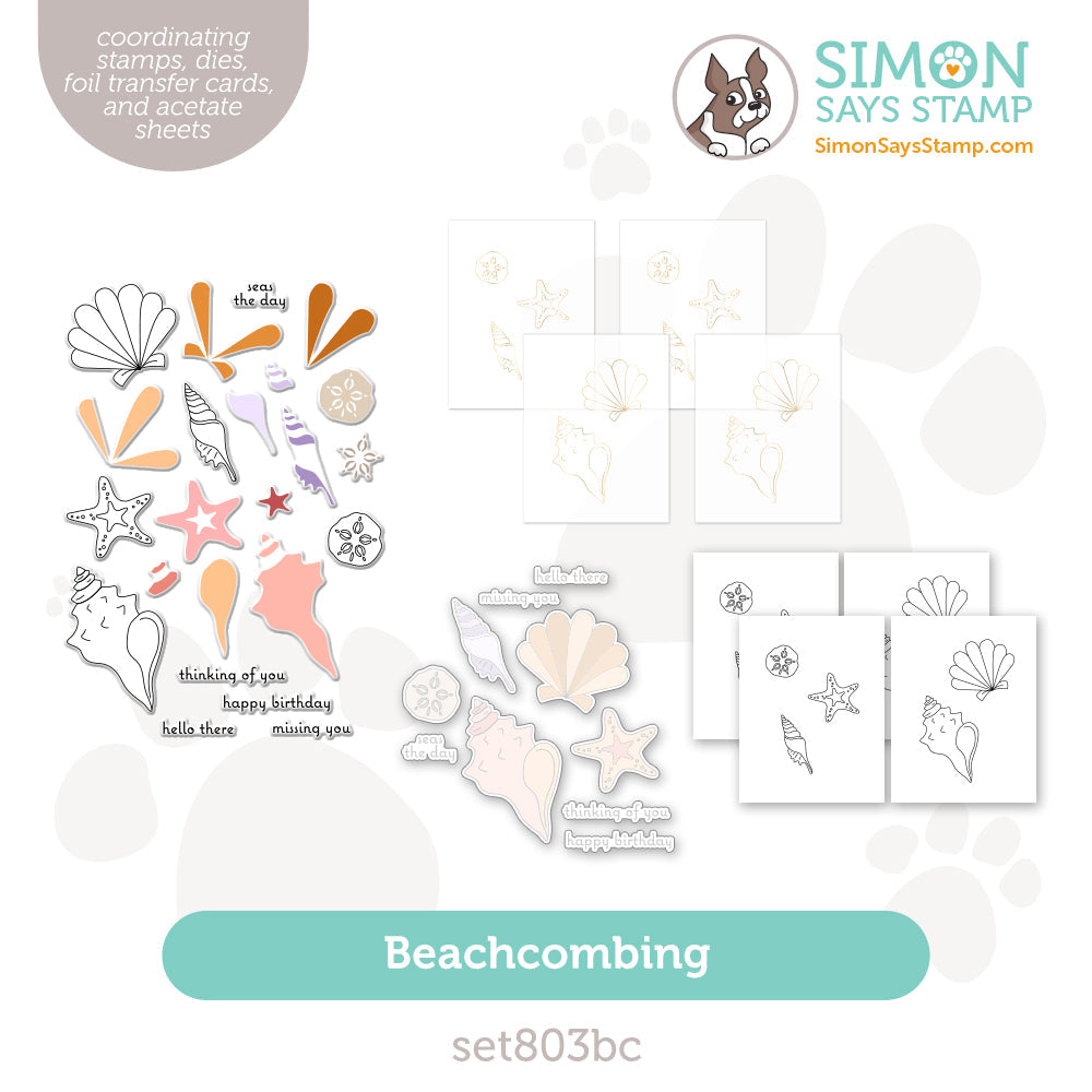 Simon Says Stamps Dies and Foil Cards Beachcombing set803bc Sunny Vibes
