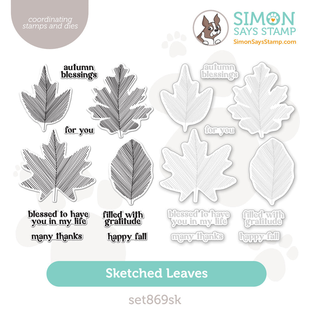 Simon Says Stamps and Dies Sketched Leaves set869sk Sweet Wishes