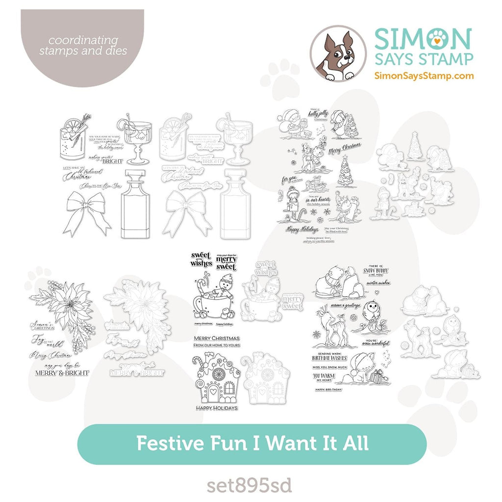 Simon Says Stamp Festive Fun Collection Stamps and Coordinating Dies set895sd