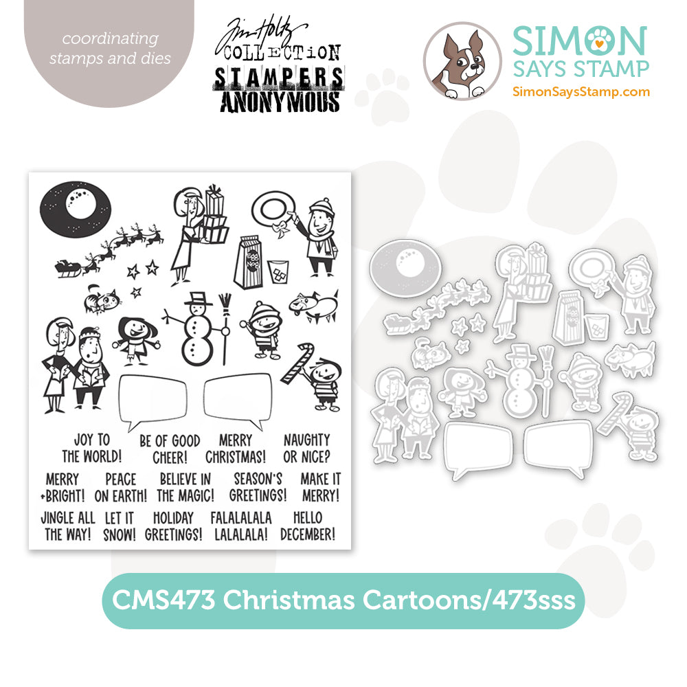 Tim Holtz Christmas Cartoons Stamps with Simon Says Stamp Dies Bundle setcc24