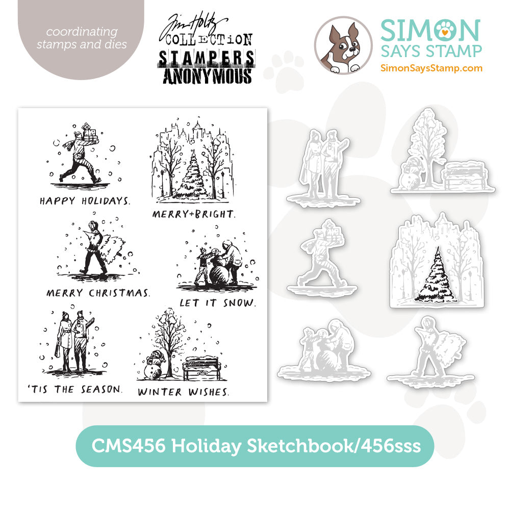 Tim Holtz Holiday Sketchbook Stamps with Simon Says Stamp Dies Bundle setho25